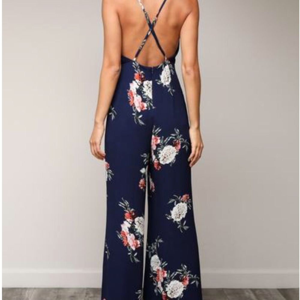 Blue floral jumpsuit